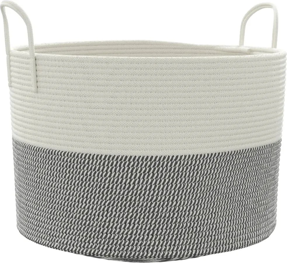 vidaXL szürke-fehér pamut tárolókosár Ø51 x 33 cm