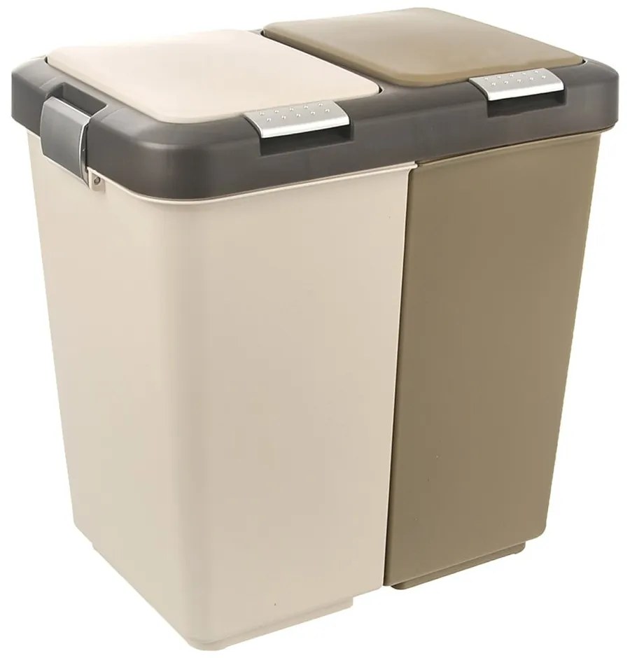 Fehér-bézs műanyag szelektív szemetes 2x20 l Duo Dust – Orion