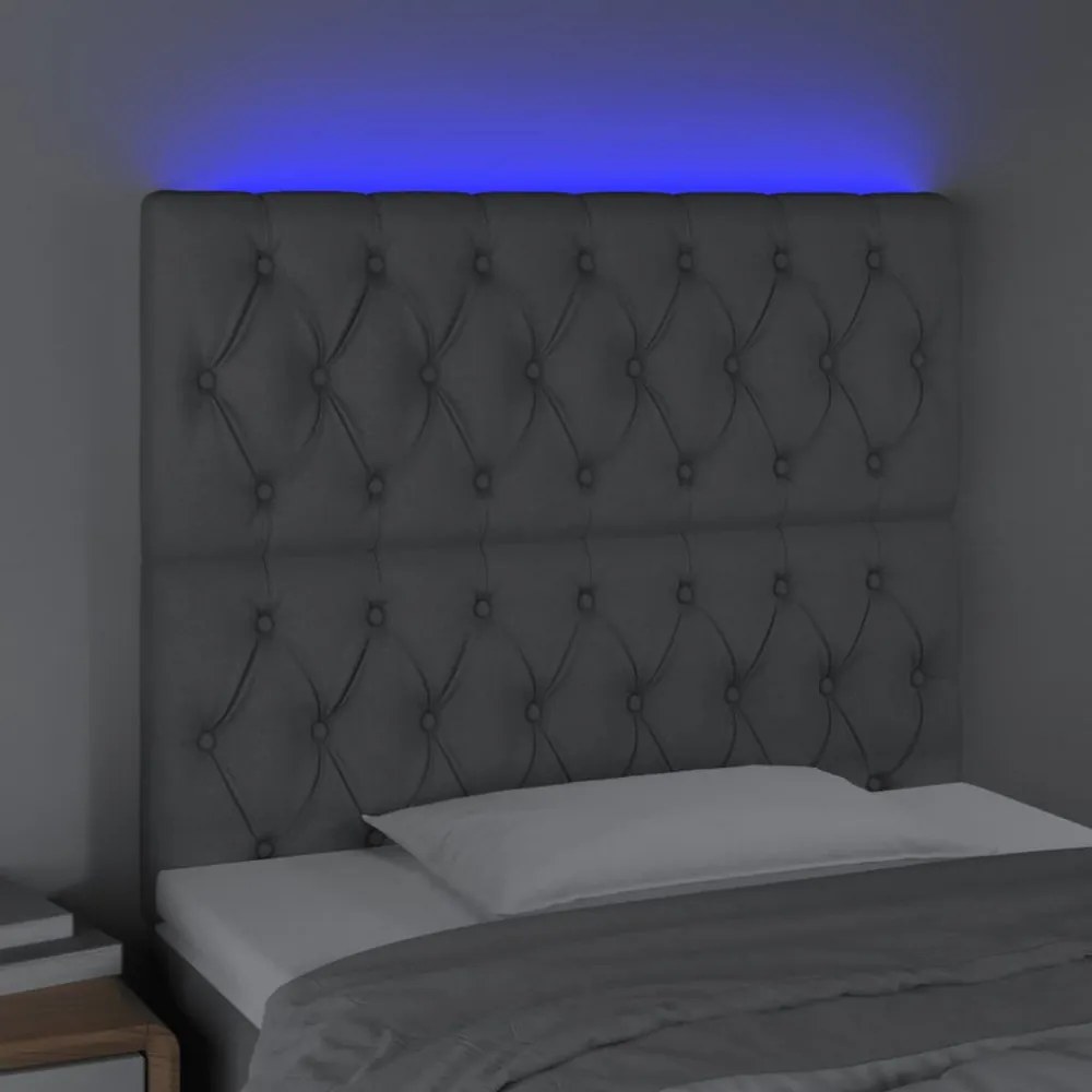 világosszürke szövet LED-es fejtámla 100x7x118/128 cm