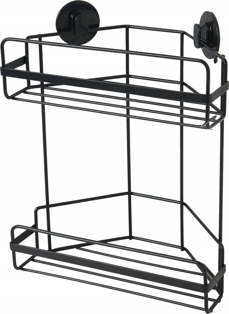 Konyhai Fürdőszoba Polc 2 Szintes Sarok Fekete Matt Öntapadós Acél