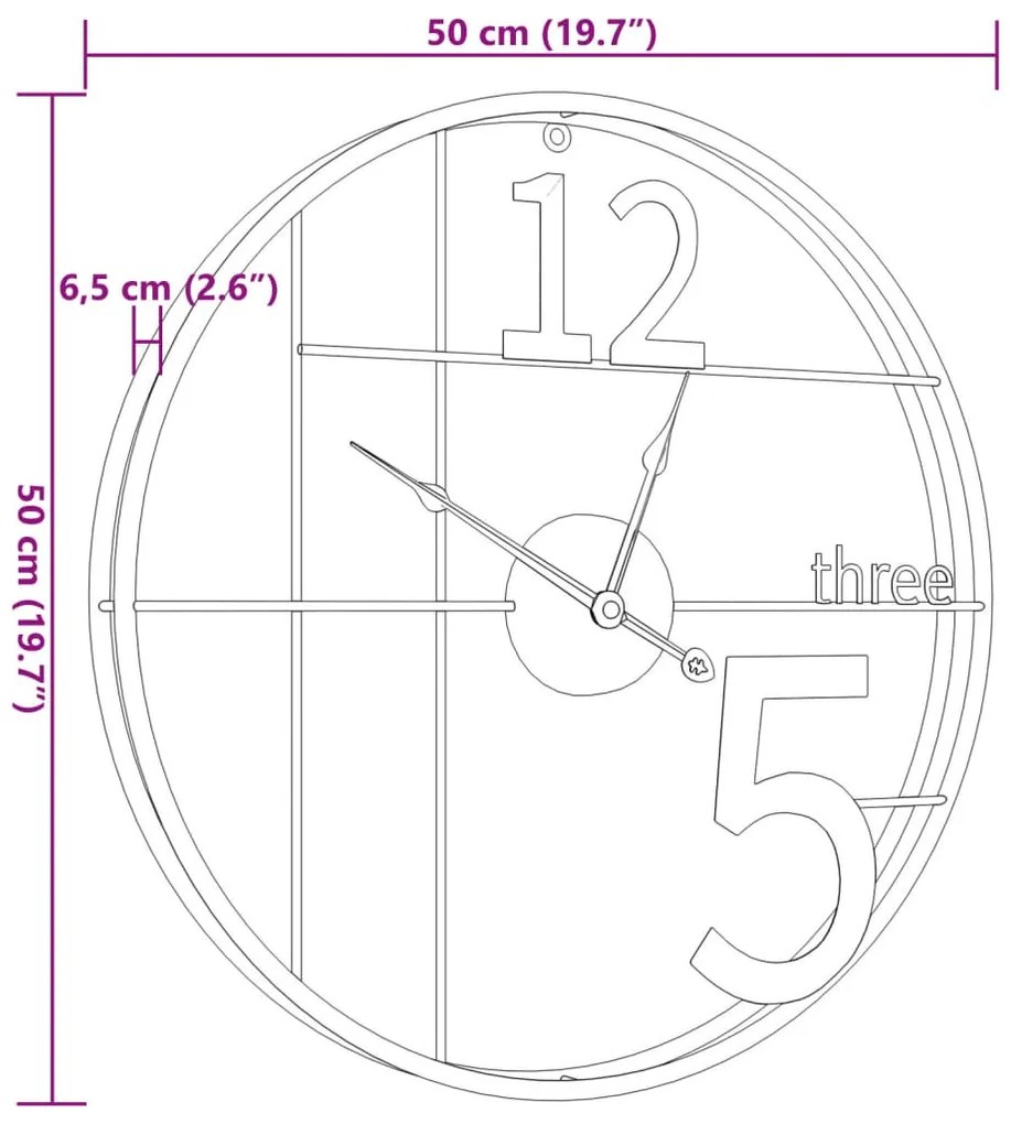 fekete vas falióra Ø50 cm
