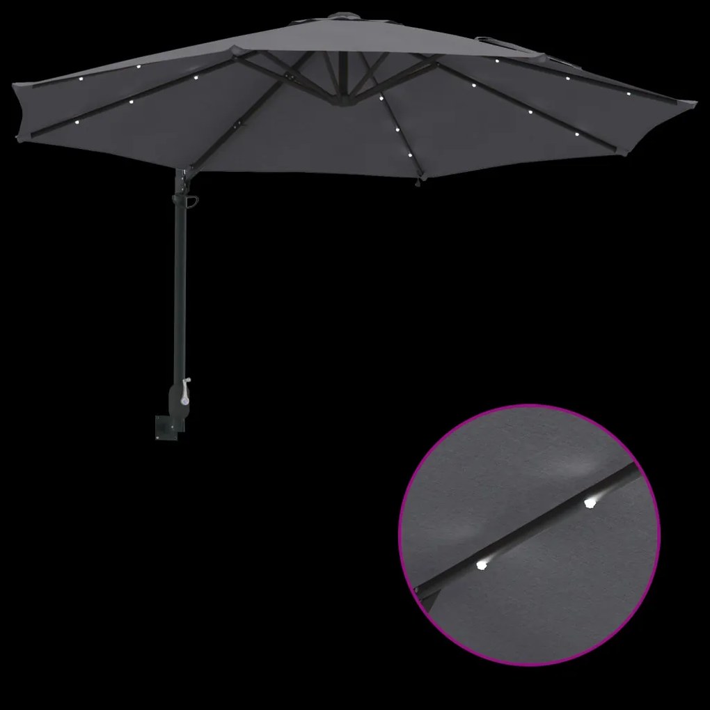 Fali napernyő LED-del Antracit 248 cm
