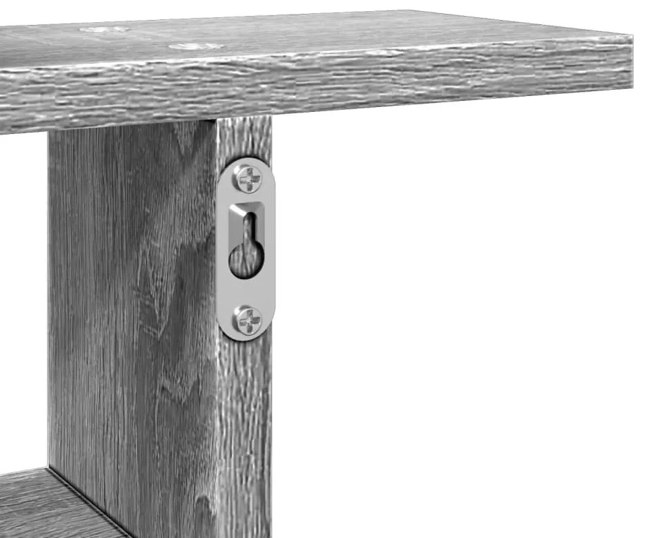 2 db szürke sonoma színű szerelt fa fali polc 38 x 12 x 38 cm