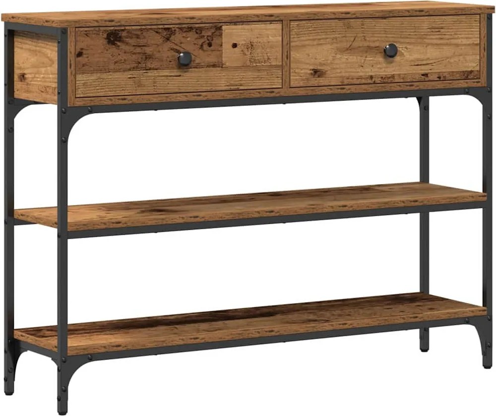 vidaXL Konzolasztal fiókkal Öreg fa 72.5 x 25 x 75 cm Faanyag