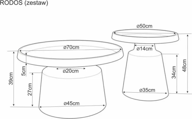 Rodos dohányzóasztal szett bézs