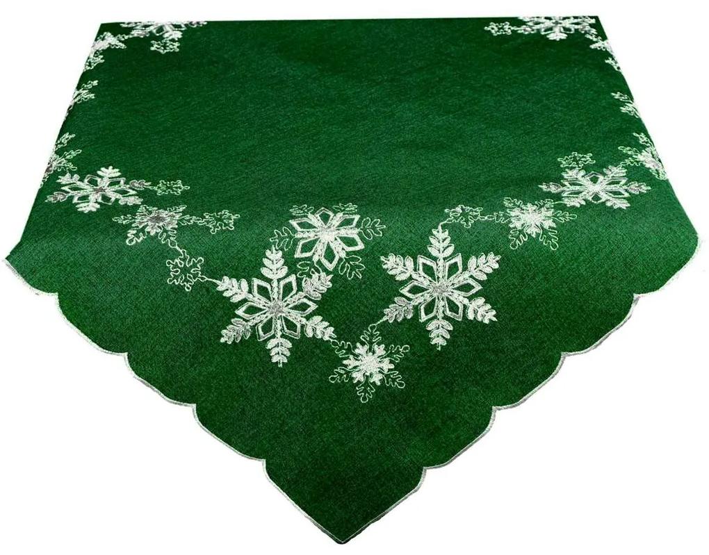 Hópelyhes karácsonyi abrosz, zöld, 35 x 35 cm, 35 x 35 cm