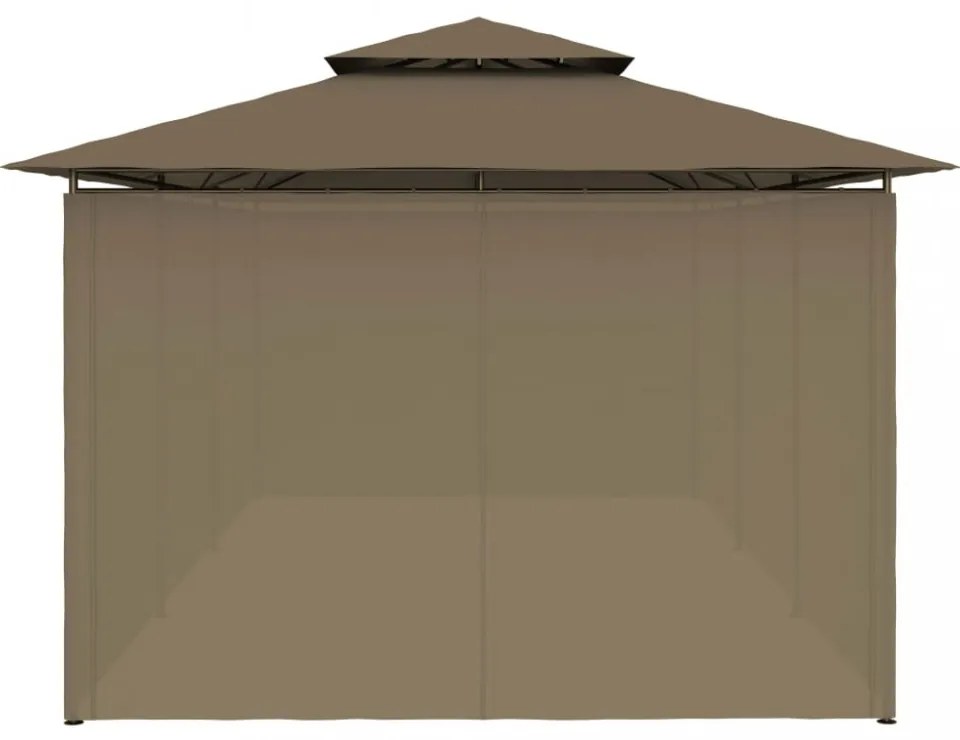vidaXL tópszínű pavilon függönyökkel 600 x 298 x 270 cm 180 g/m²