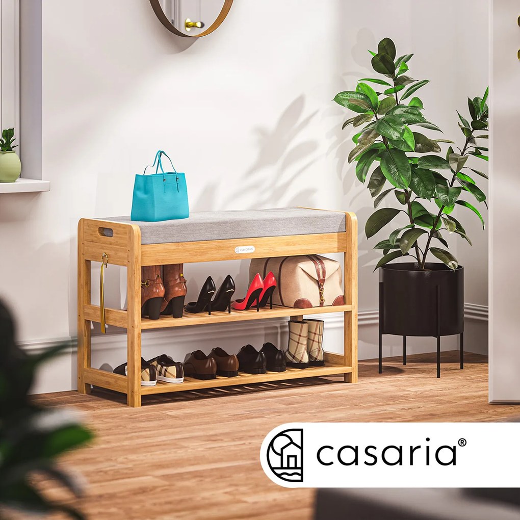 Casaria® Cipőtartó 90x30x48 cm - akác