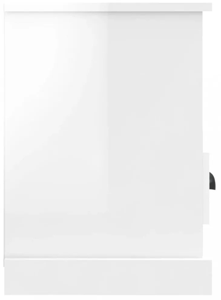 magasfényű fehér szerelt fa TV-szekrény 80 x 35 x 50 cm