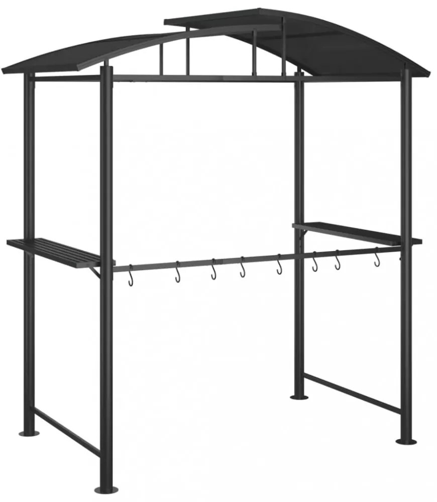 antracit acél grillező pavilon oldalsó polcokkal 210x114x230 cm