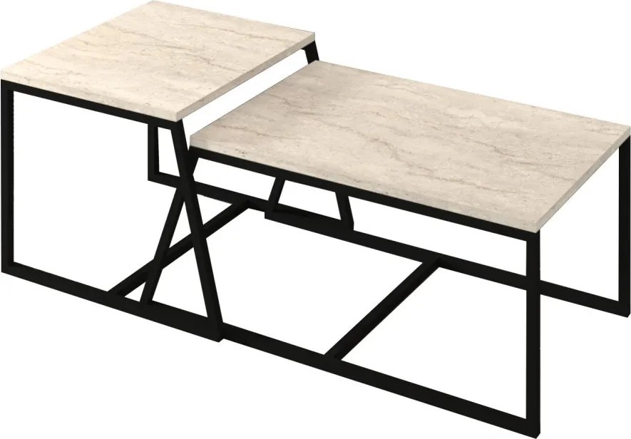 Minimal dohányzóasztal, travertin, 75 cm