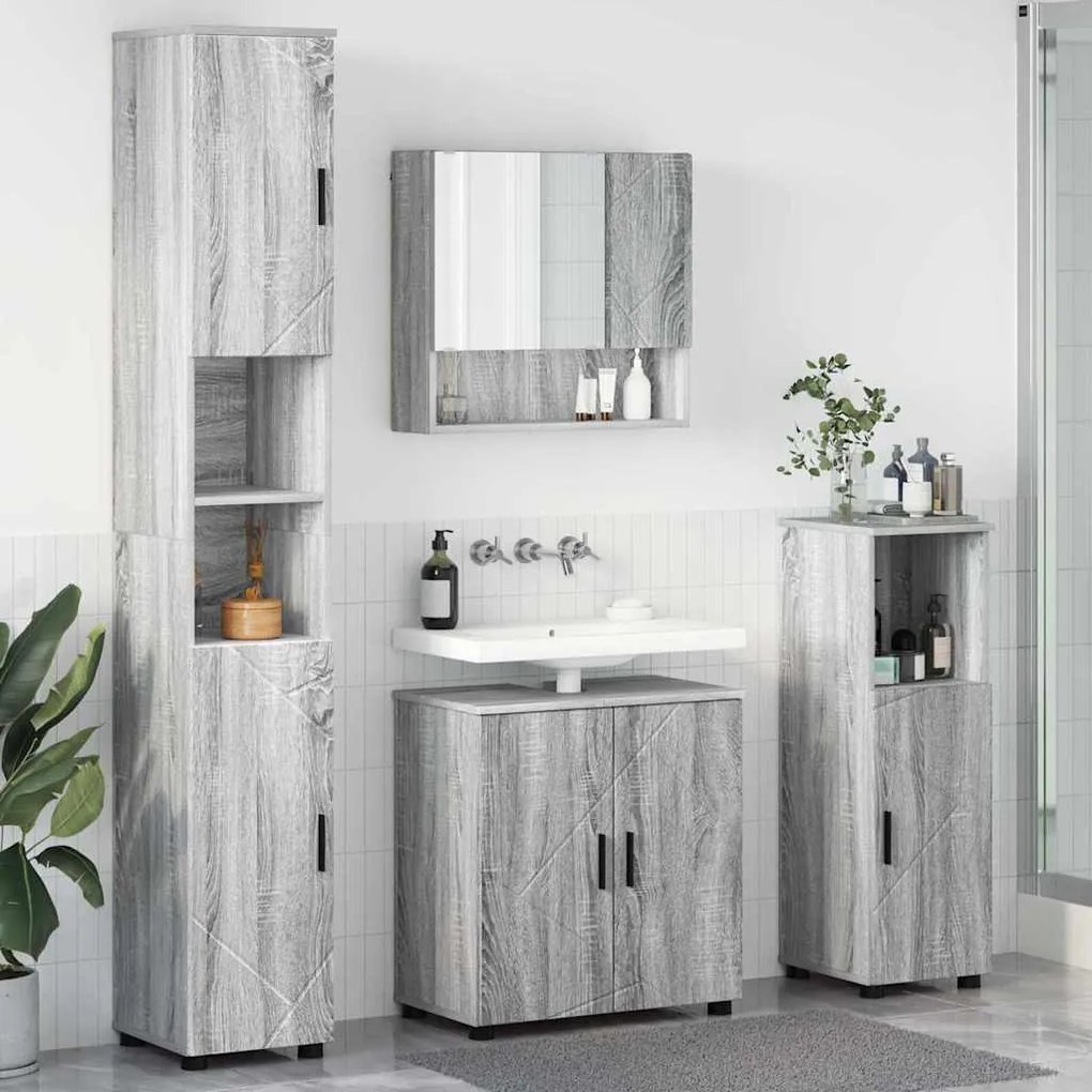 Fürdőszoba bútor szett 4 pcs Szürke sonoma 61 x 35 x 64 cm