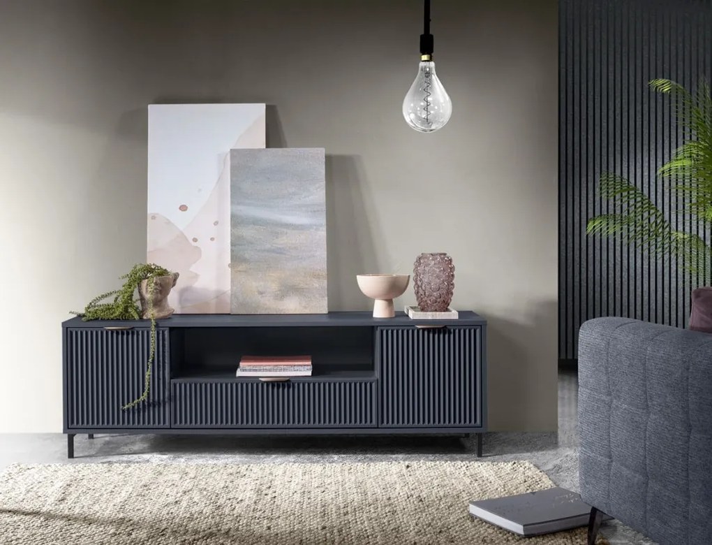 TV-szekrény 165,3 cm, indigókék ELEGANZO LS-4