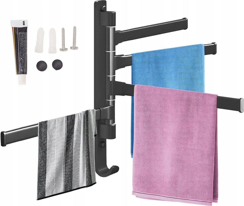Törölközőtartó Fogantyú Forgatható Fali Akasztó Alumínium Kézi Akasztó