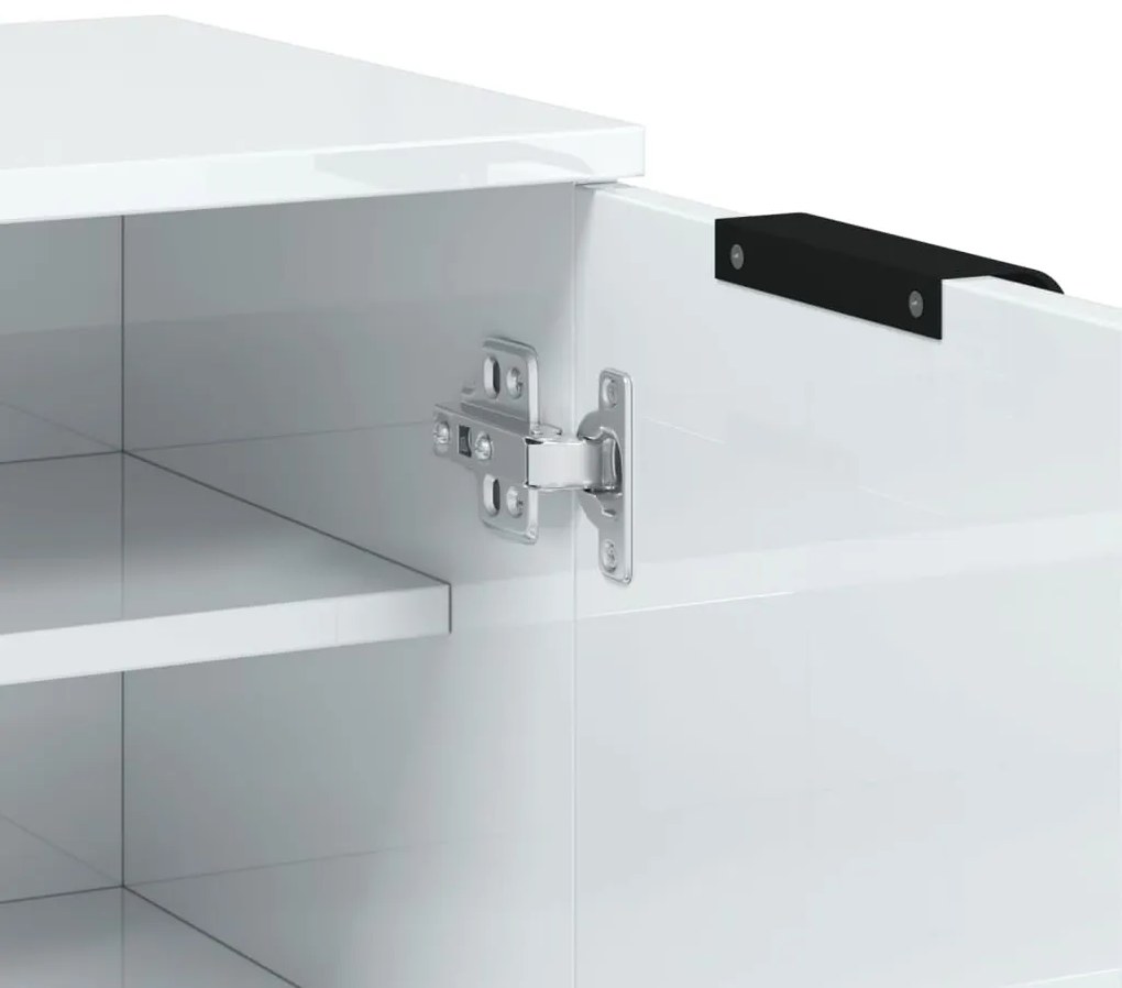 magasfényű fehér szerelt fa cipősszekrény 59 x 35 x 100,5 cm