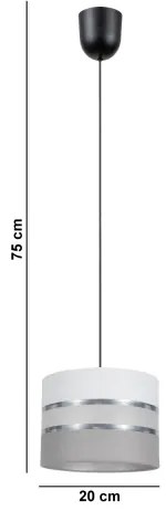 Csillár zsinóron CORAL 1xE27/60W/230V á. 20 cm fehér/szürke