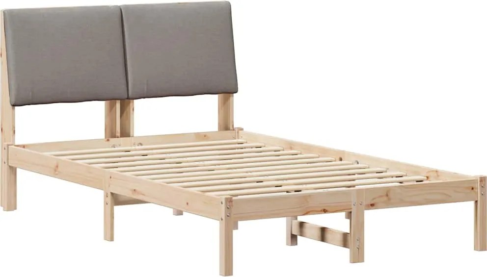 vidaXL Ágykeret fejtámlával Barna és taupe 135 x 190 cm Tömör fenyőfa