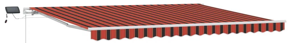 Kézi behúzható napellenző LED világítással, narancs és barna 450x300 cm