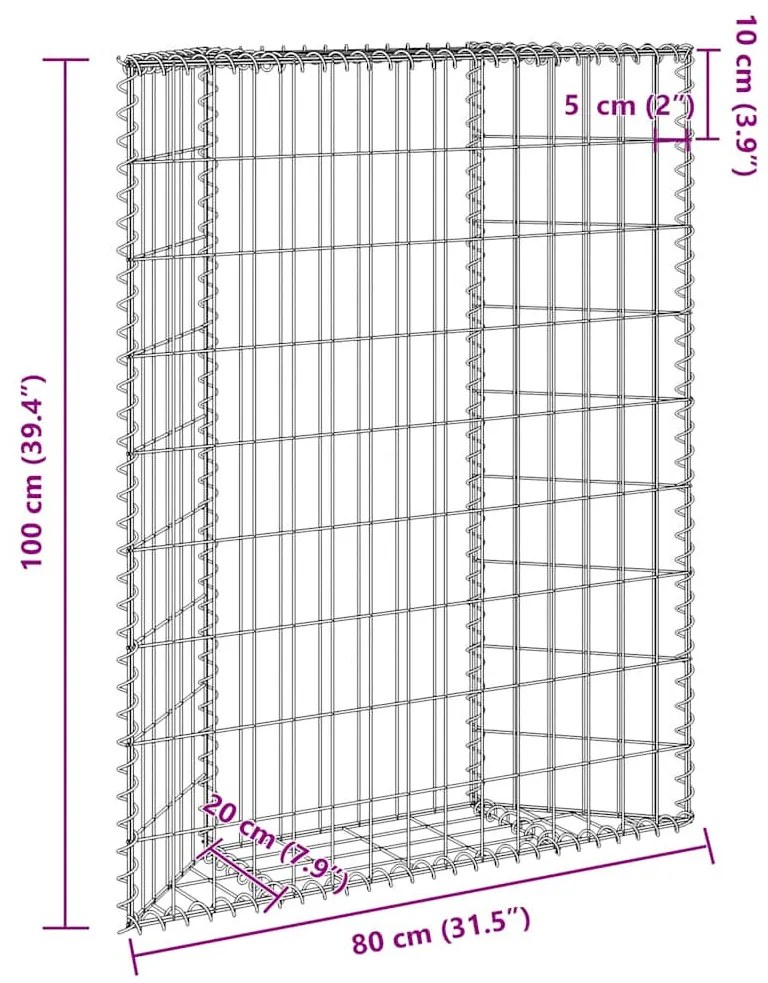 trapéz alakú horganyzott acél gabion magaságyás 80x20x100 cm