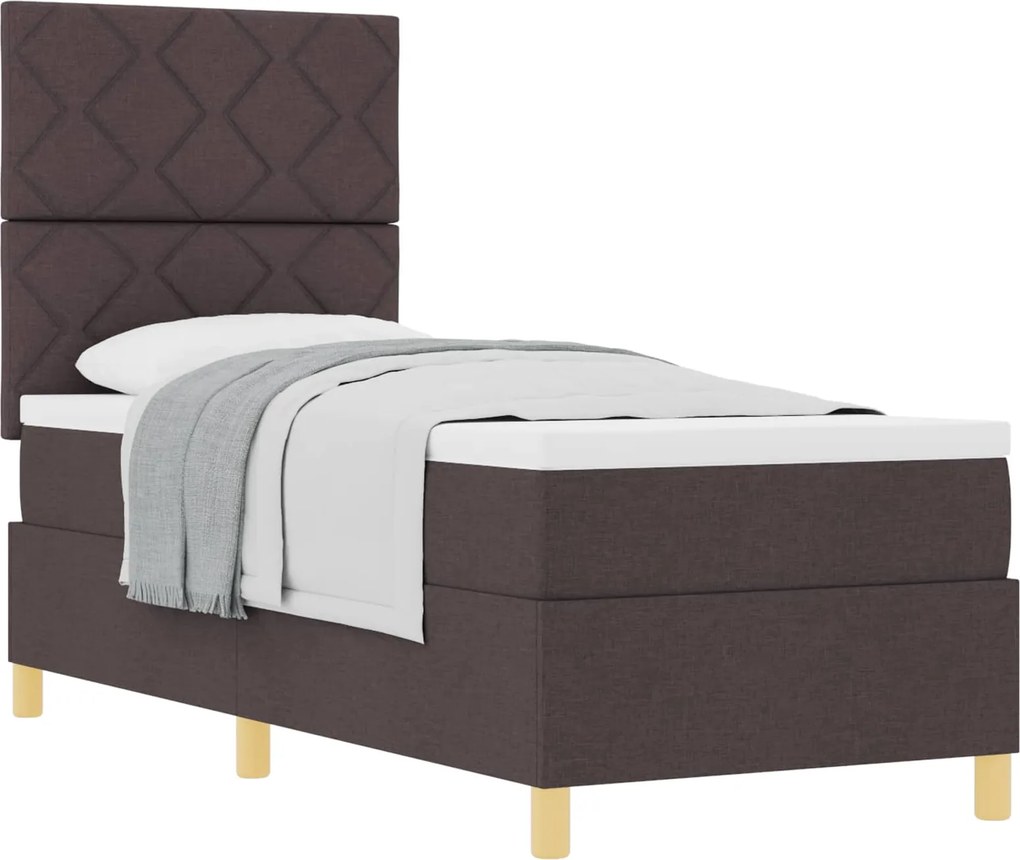 vidaXL Boxrugós ágy matracmal Sötét Barna 80 x 200 cm szövet