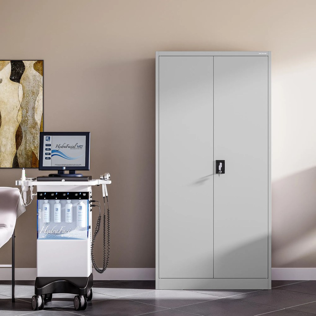 Fém öltözőszekrény DAWID, 900 x 1850 x 450 mm, szürke