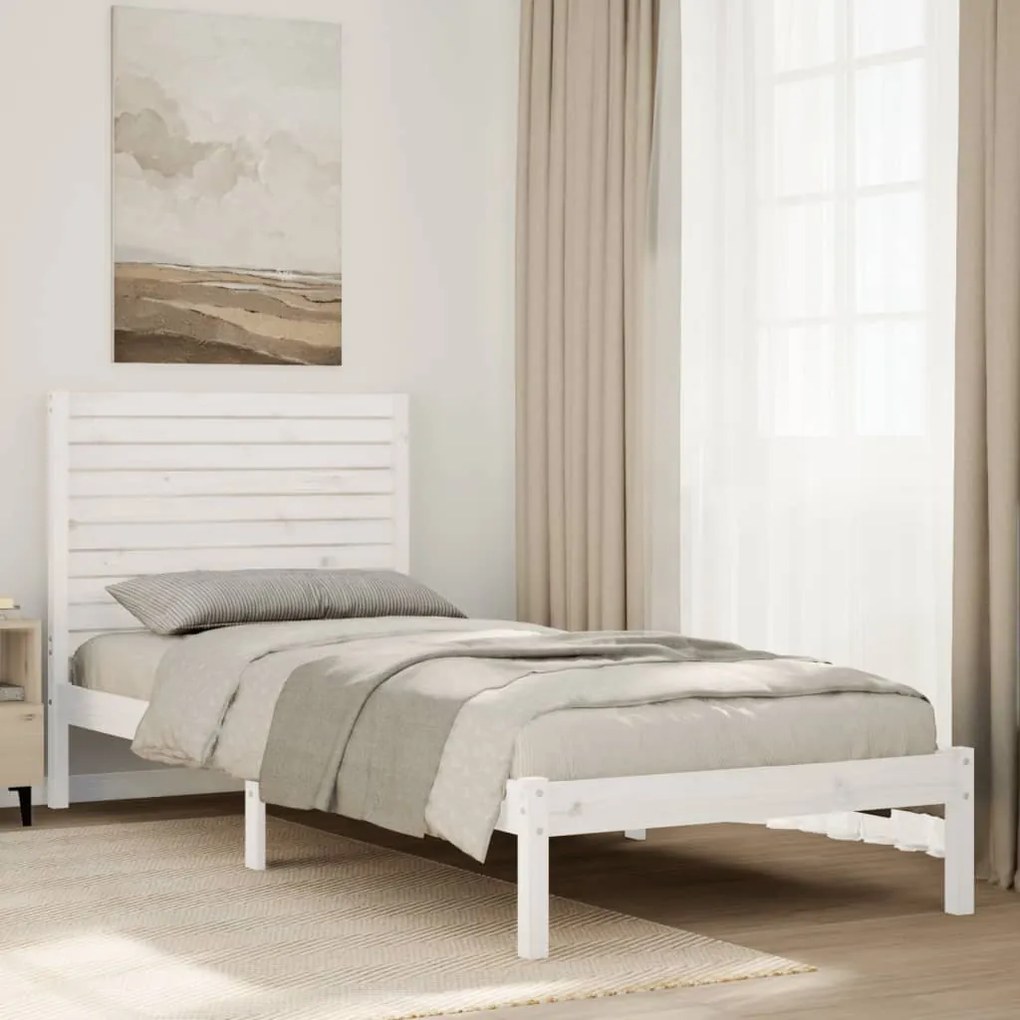 fehér tömör fa extra hosszú ágykeret matrac nélkül 90 x 220 cm