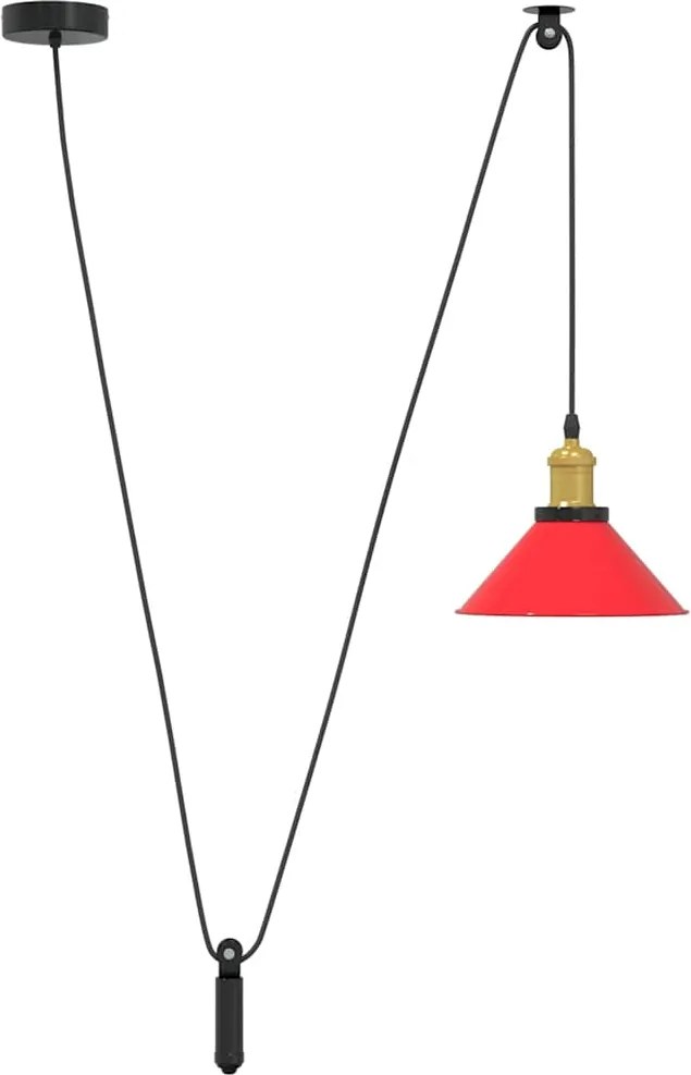 vidaXL függesztéklámpa magassága állítható E27 fényes piros Ø22 cm fém