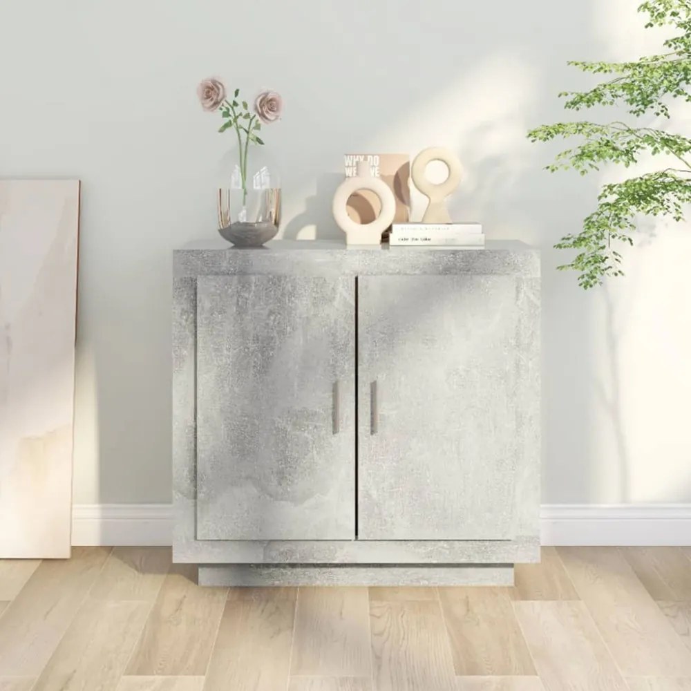 betonszürke szerelt fa tálalóasztal 80 x 40 x 75 cm