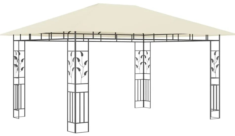 Krémszínű pavilon szúnyoghálóval/LED fényfüzérrel 4x3x2,73 m