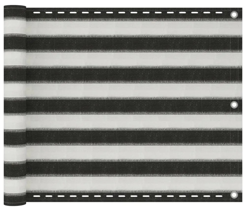 antracitszürke-fehér HDPE erkélynapellenző 75 x 300 cm