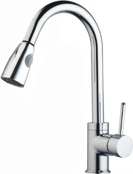 Konyhai csaptelep kihúzható kifolyócsővel, ezüst