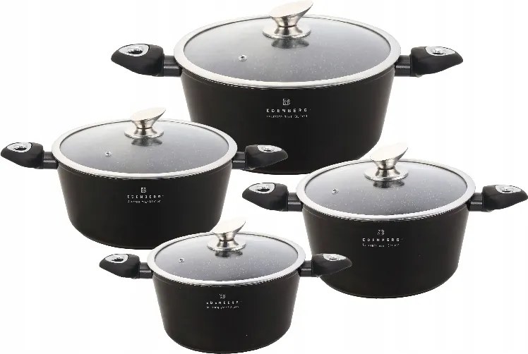 4 db-os alumínium edénykészlet Edenberg átm. 16,20,24,28cm 1.45L 2.6L 4.4L 6.3L