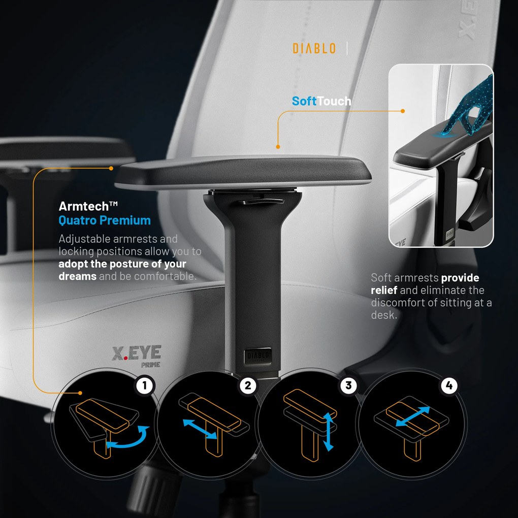 Fehér Gamer Szék Diablo X.Eye Prime Ghosted White