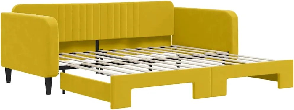 vidaXL sárga kihúzható bársonyheverő 100 x 200 cm