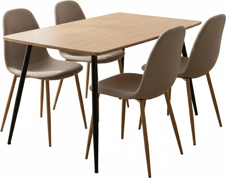 AVENBERG NATURAL Étkezőgarnitúra 4 szék + asztal 120cm, bézs