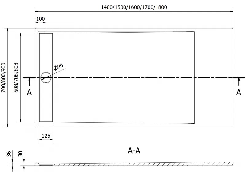 Mexen, Mexen Amon négyzet négyzet SMC 150 x 80 cm, fehér - 4F108015