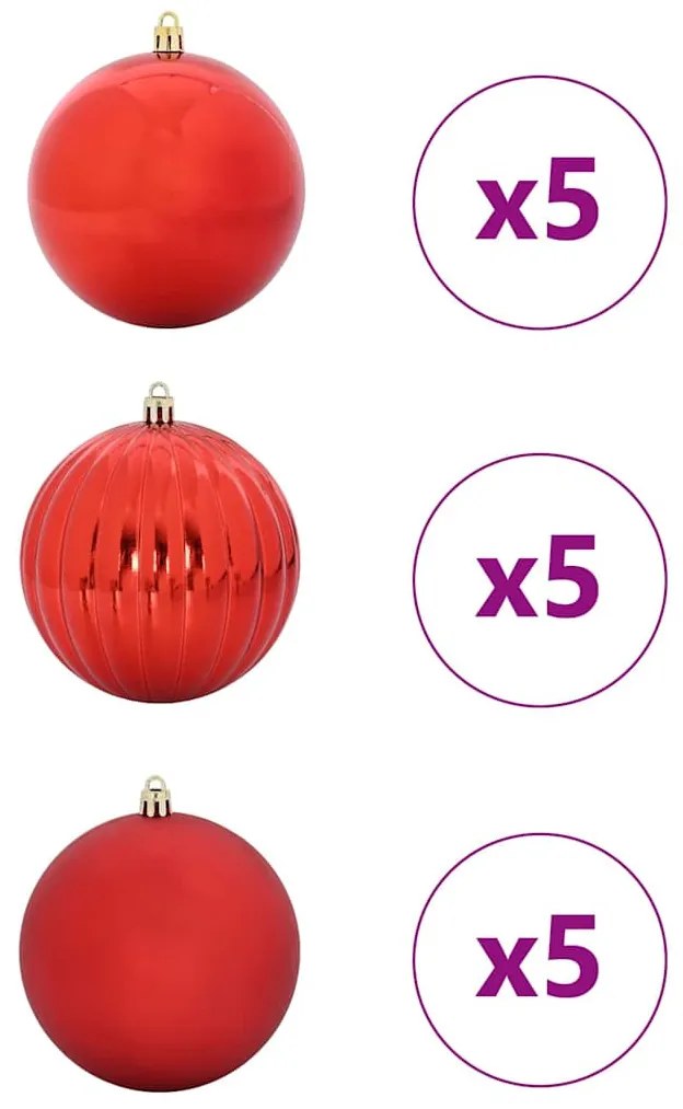 Karácsonyi Díszgömb Készlet 15 pcs Piros