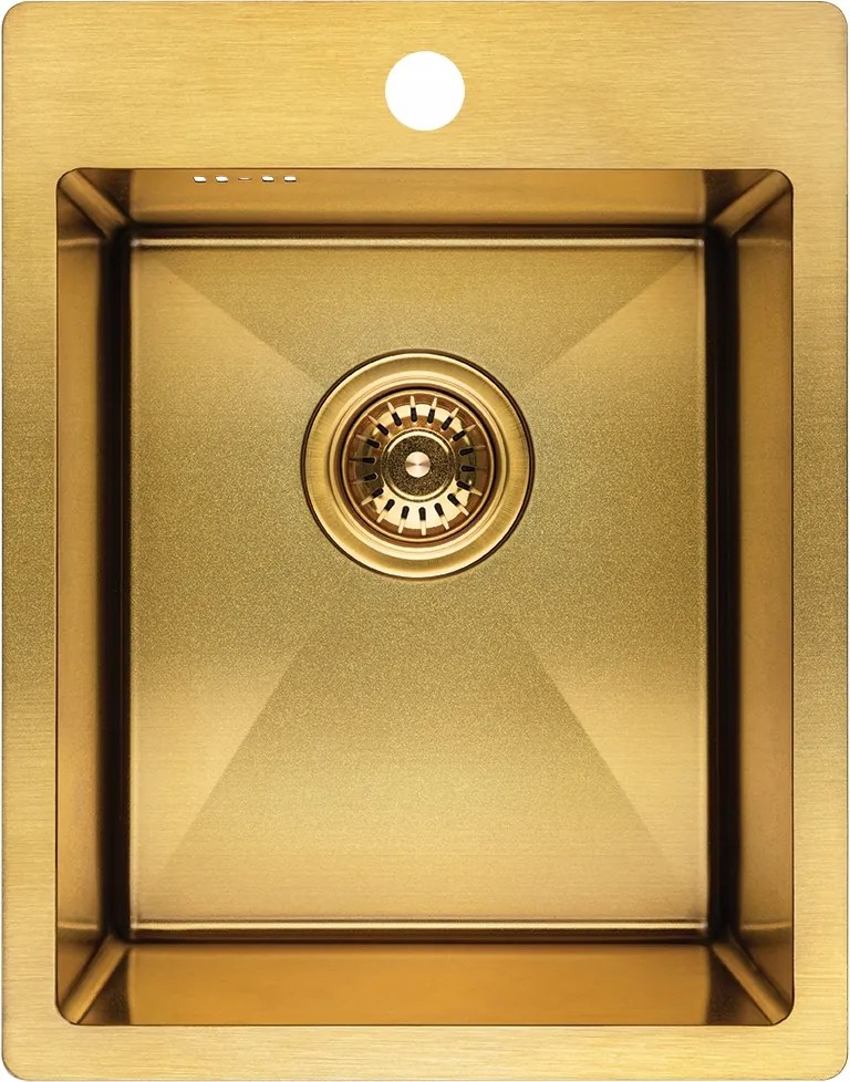 Acél Mosogató Arany 48x37,5 CM Függesztett Süllyesztett Szifonnal