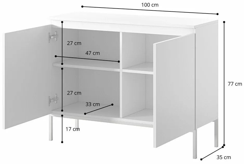 Szekrény Bennasi B2 (fehér + fekete). Akció -15%. 1099104