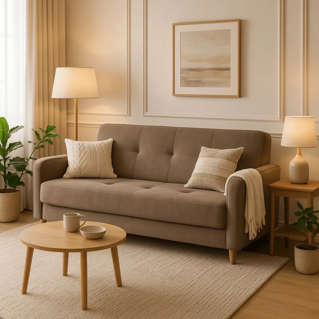 Zestaw 2x Sofa Rozkładana CUBA Beżowa