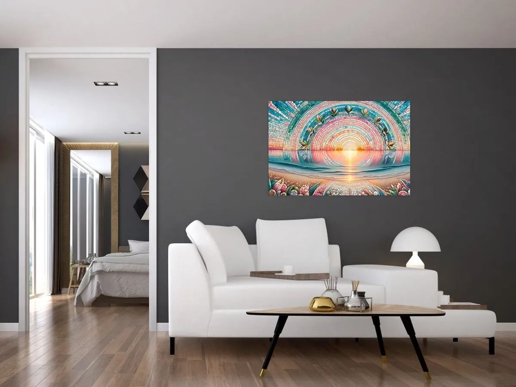 Kép – Naplemente mozaik (90x60 cm)