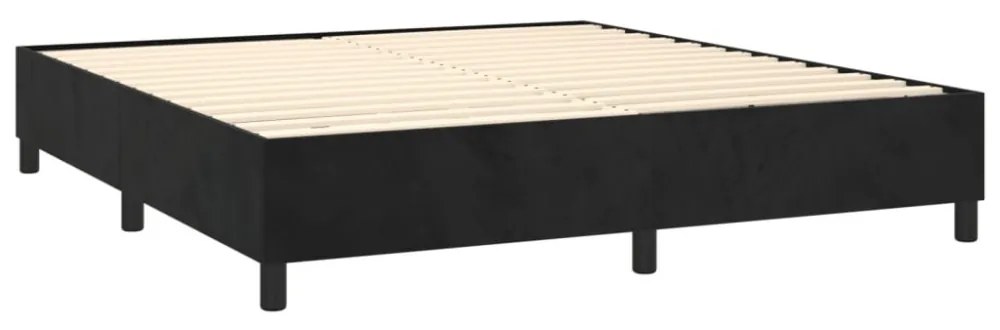 fekete bársony rugós és LED-es ágy matraccal 180x200 cm