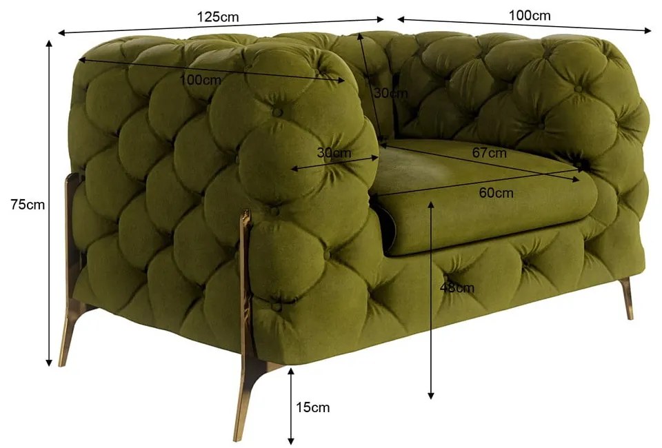 Zöld bársony fotel Chelsea Bis – Ropez