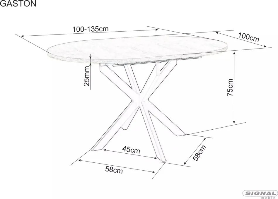 Gaston bővíthető kerámia étkezőasztal bézs 100-135cm