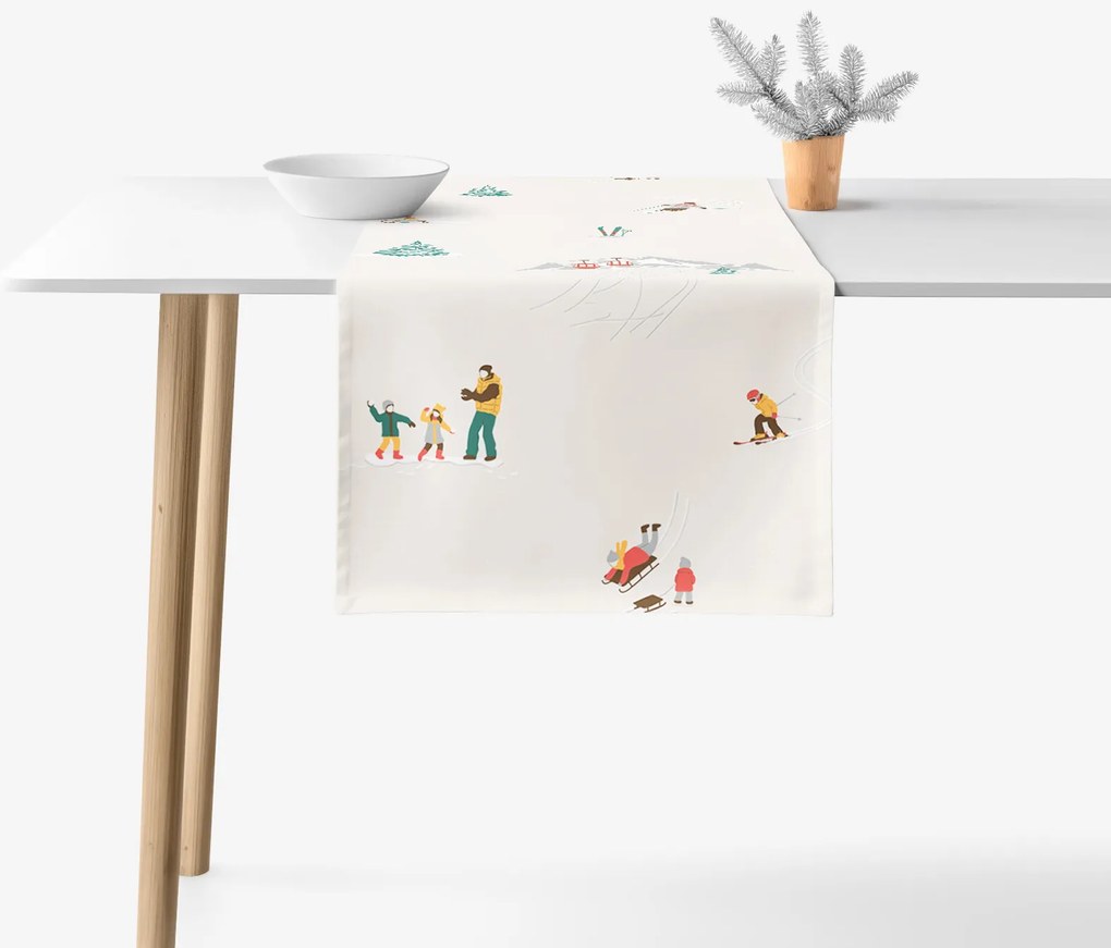 Goldea karácsonyi pamut asztali futó - téli örömök 35x160 cm