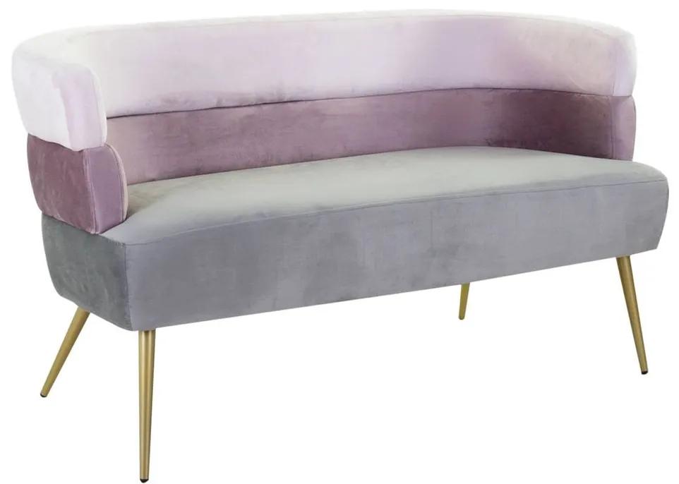 2 személyes bársony szövet kanapé, rózsaszín-szürke - AURORE