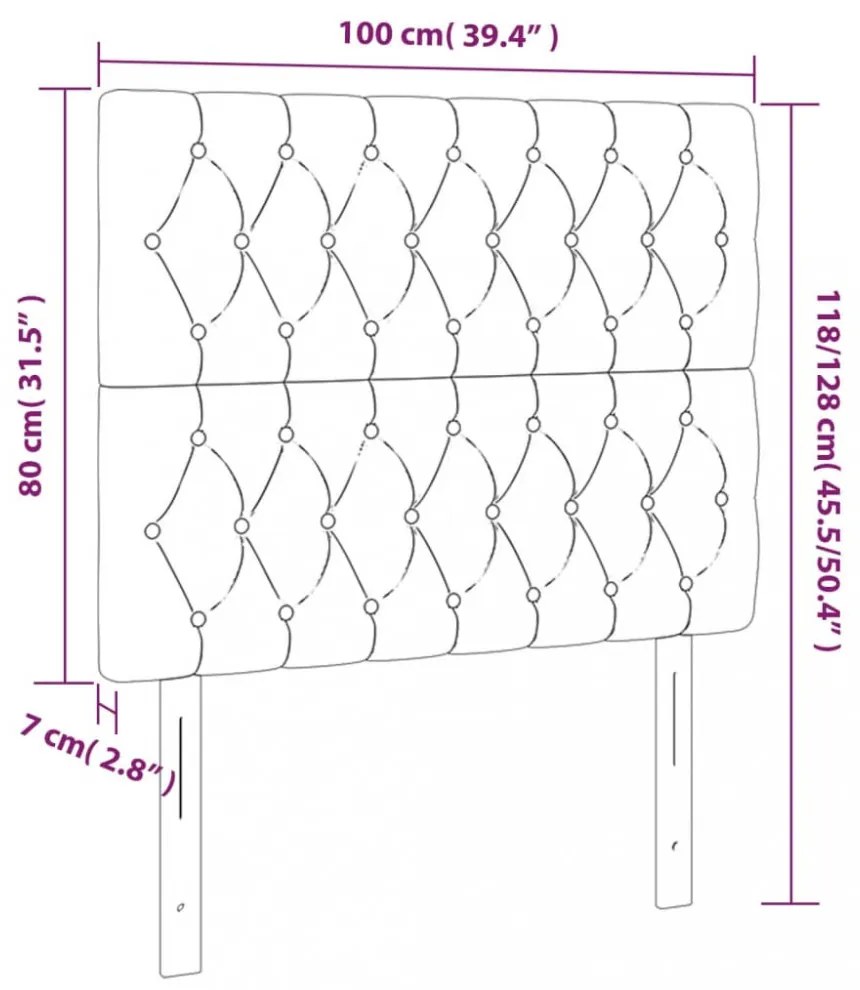 sötétszürke szövet LED-es fejtámla 100x7x118/128 cm