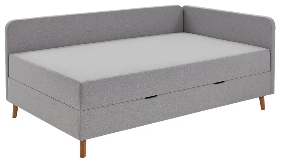 Világosszürke kárpitozott egyszemélyes ágy tárolóhellyel 120x200 cm Cabana – Meise Möbel