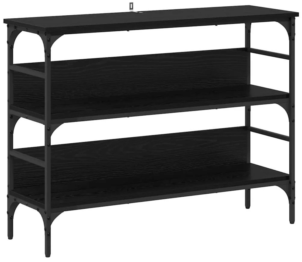 Konzolasztal polcokkal Musta tammi 100 x 32 x 75 cm Faanyag