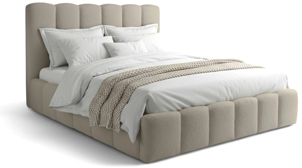 Aura kárpitozott ágy ágyneműtartóval 160x200 cm - bézs Quelle 05 bouclé